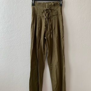 Paper Bag Khaki Green Pants from Pixie Market